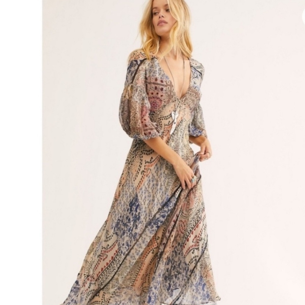 Free people patchwork maxi dress size small